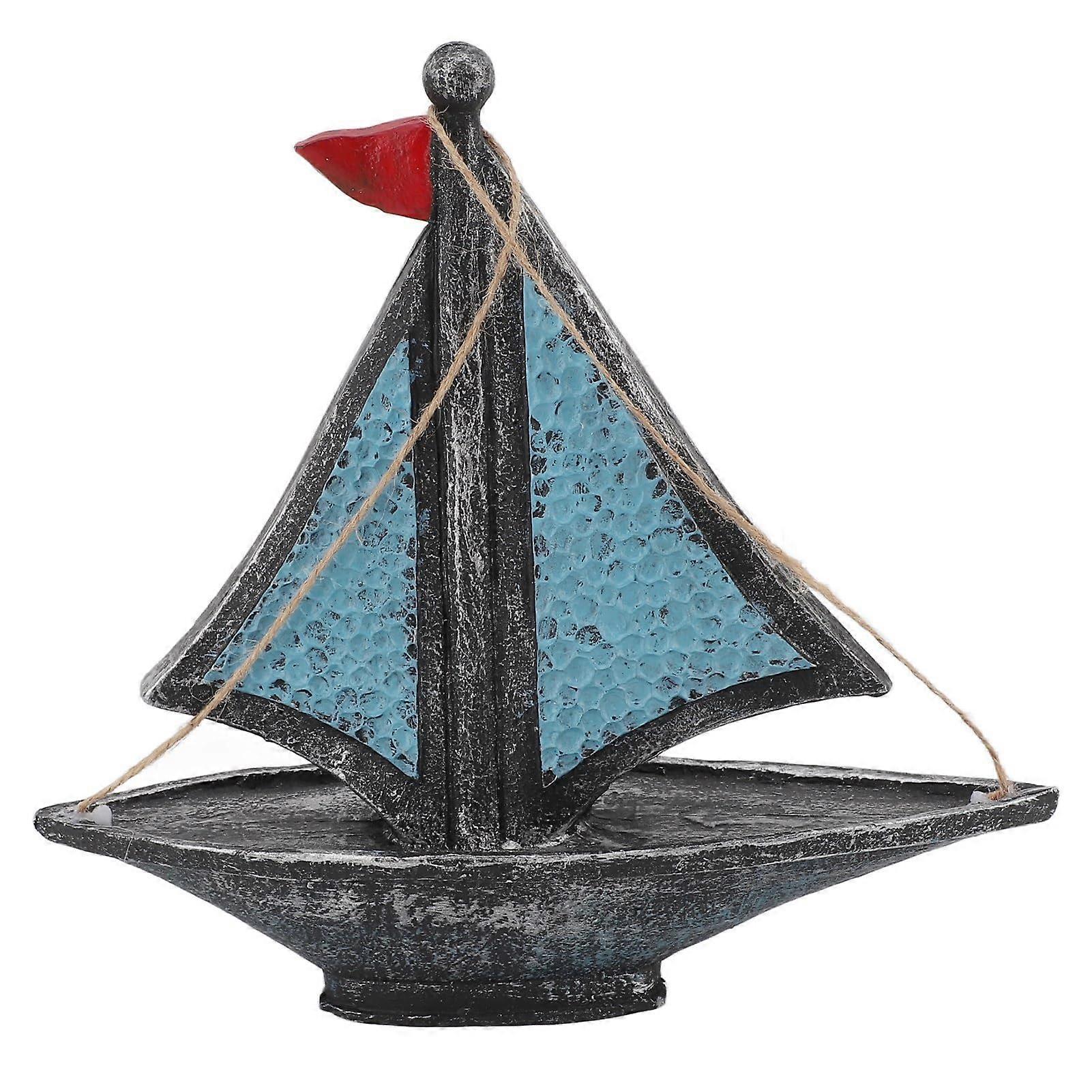 Vintage Sailboat Model Nautical Decor with Intricate Detailing for Home Office Tabletop Display
