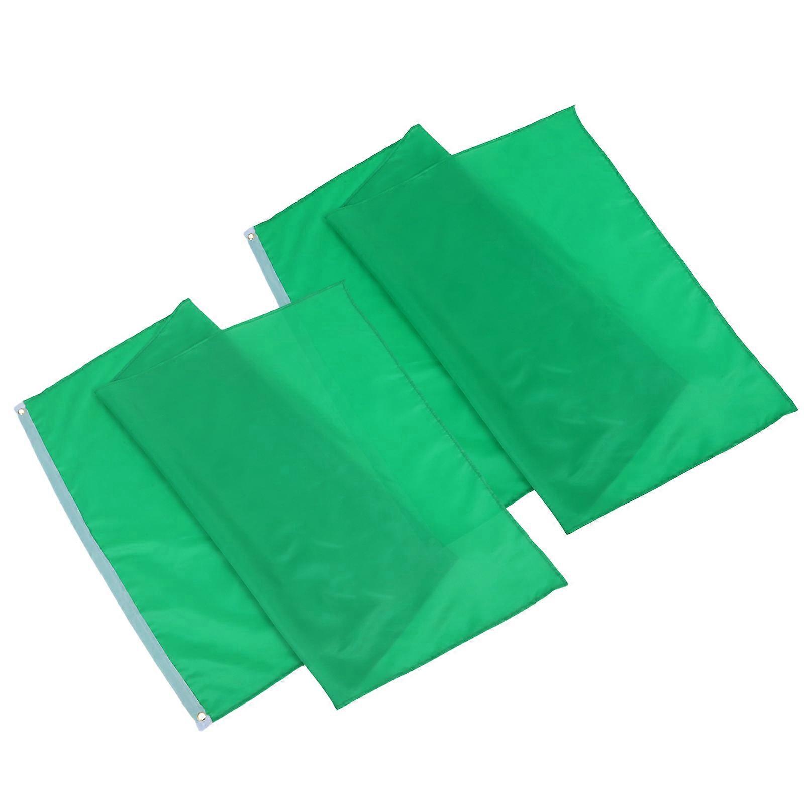 Polyester Sports Flags for Garden Decoration 2Pcs Green Solid Color Flags