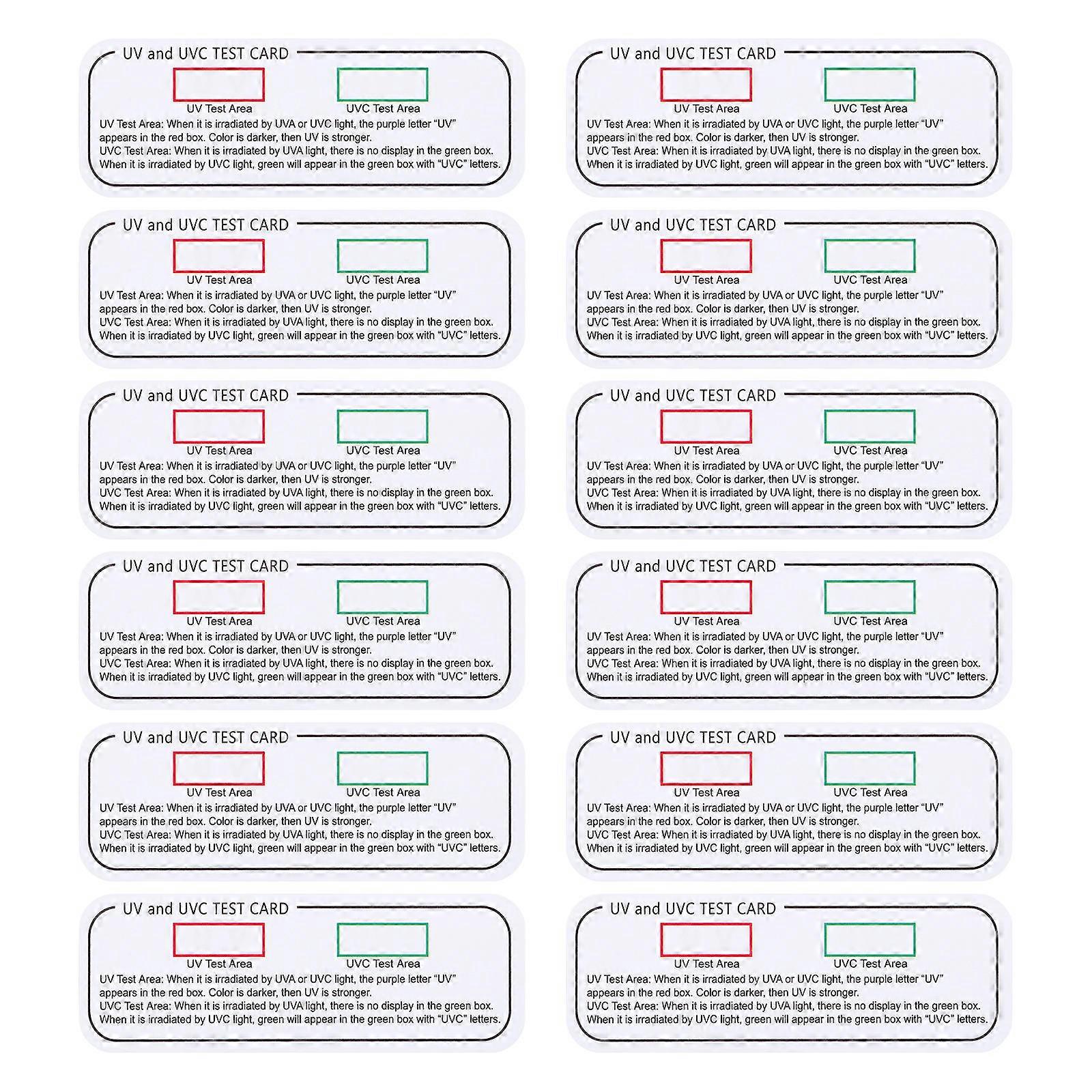 Uv Indicator Cards Uvc-Uva Test Papers for Home 12Pcs