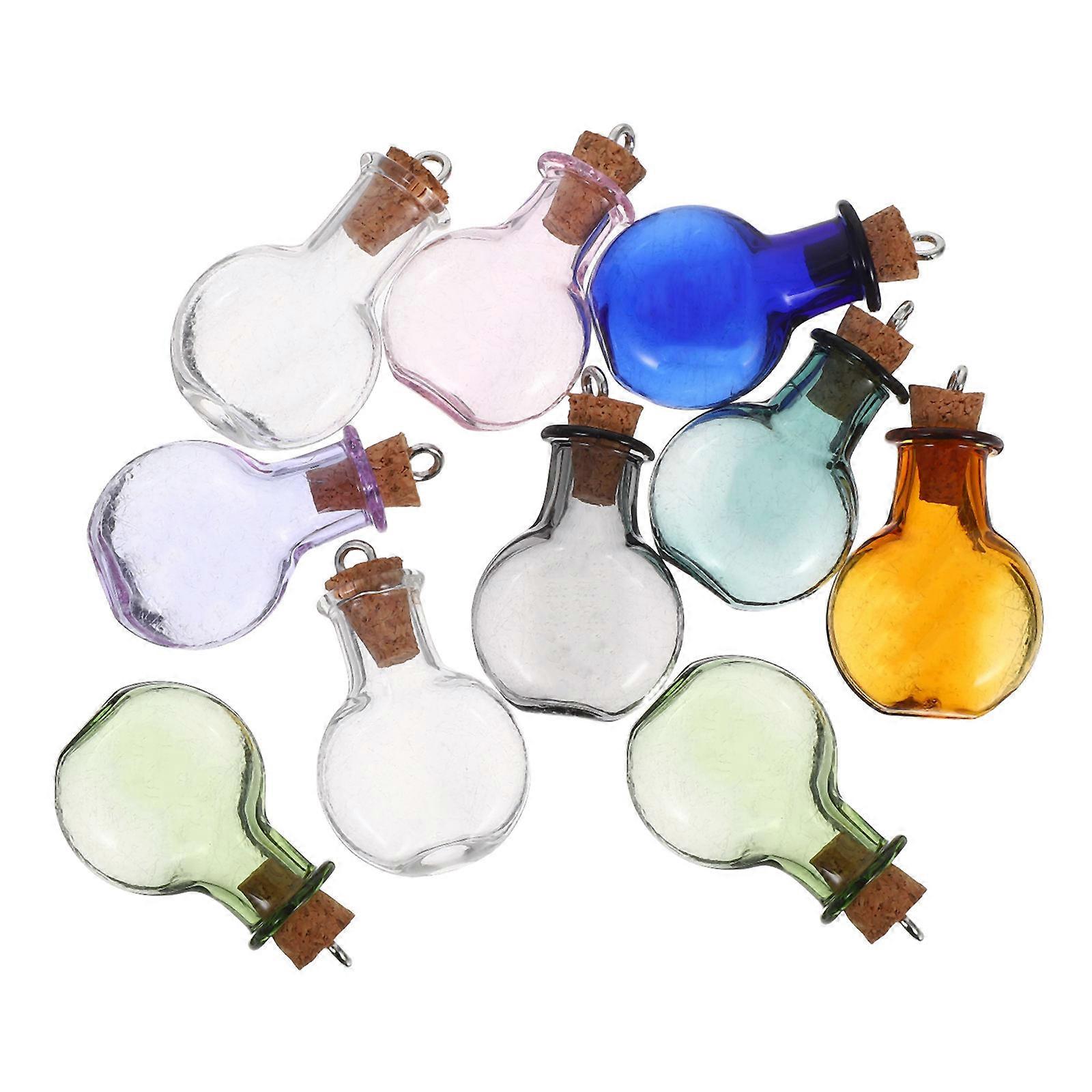 Glass Bottles Assorted Small Jars for Storage Use 10Pcs with Cork Stoppers