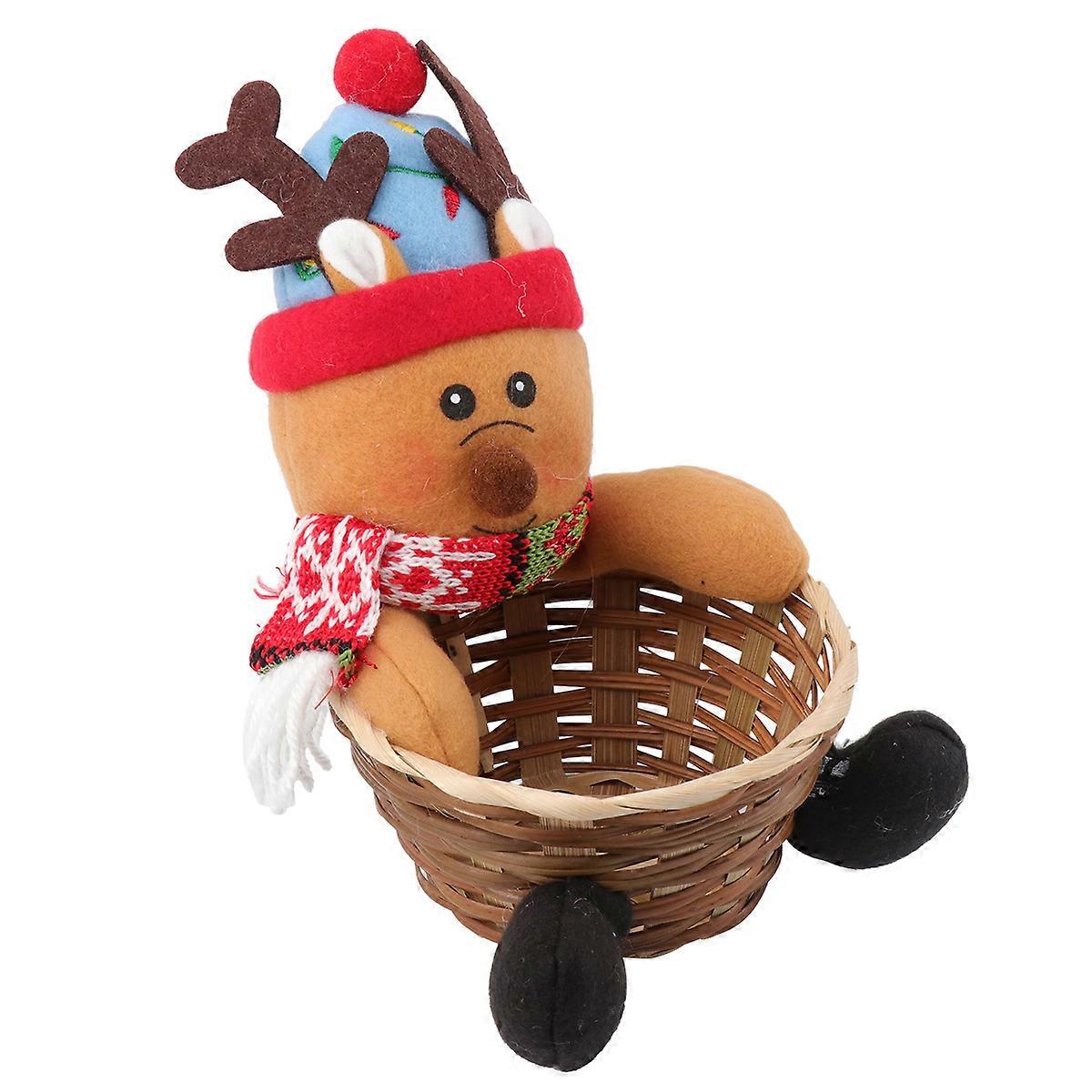 Christmas Candy Basket Multi Pattern Wooden Storage Basket for Candy