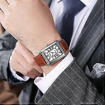 2022 New Fashion Designer Rectangle Dial Quartz Watch For Men Casual Leather Strap Luxury Business Wristwatch Relogio Masculino 26-27s