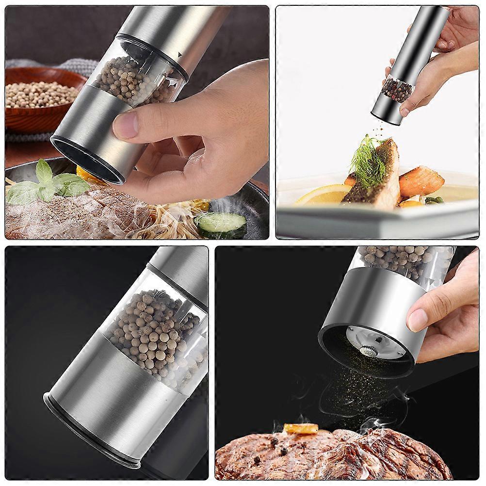 Electronic Pepper Mill Stainless Steel Pepper Grinder for Kitchen 2Pcs