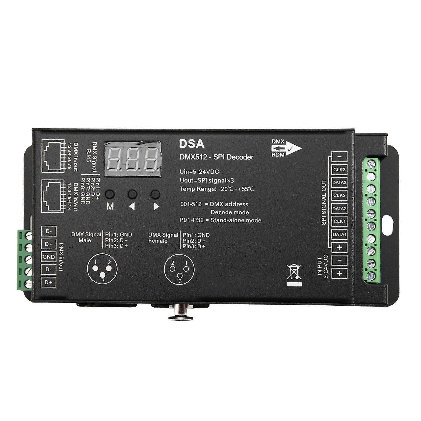 Led Pixel DMX512 to SPI Decoder for DMX Converter MAX900 Dots TTL Pixel Controller DC5V-24V