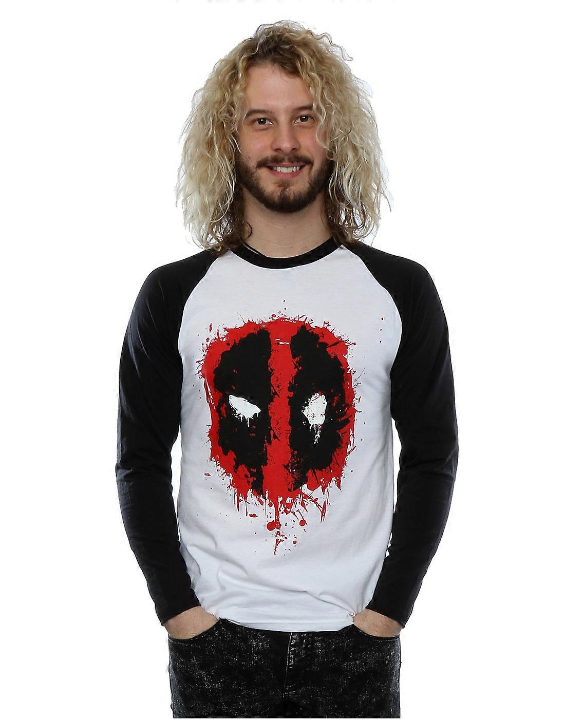 Marvel Deadpool Splat rosto Baseball manga comprida camisa de