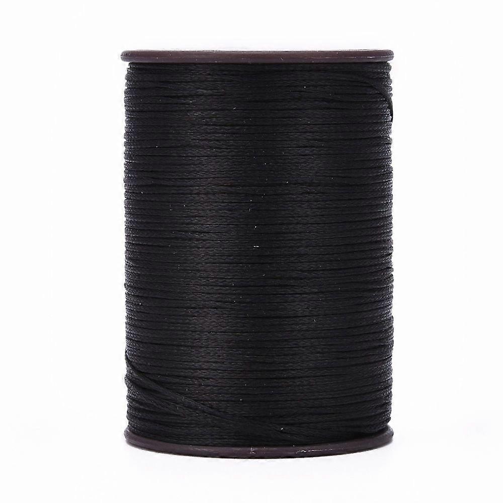 Flat Waxed Thread String Micro Macrame Cord for Leather Sewing Stitching Black 0.8mm about 109.36 yards(100m)/roll