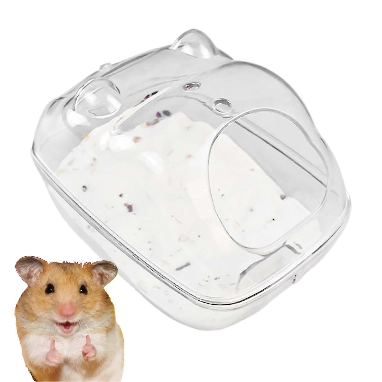 Hamster Sand Bath Container with SplashProof Cat Ear Design, Chinchilla Tub for Small Pets