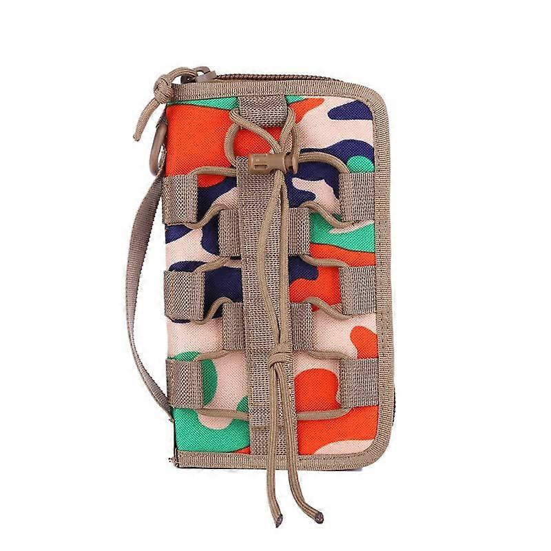 Orange Camo Tactical Wallet Pouch Durable Nylon Small EDC Gear Bag with Multiple Color Options