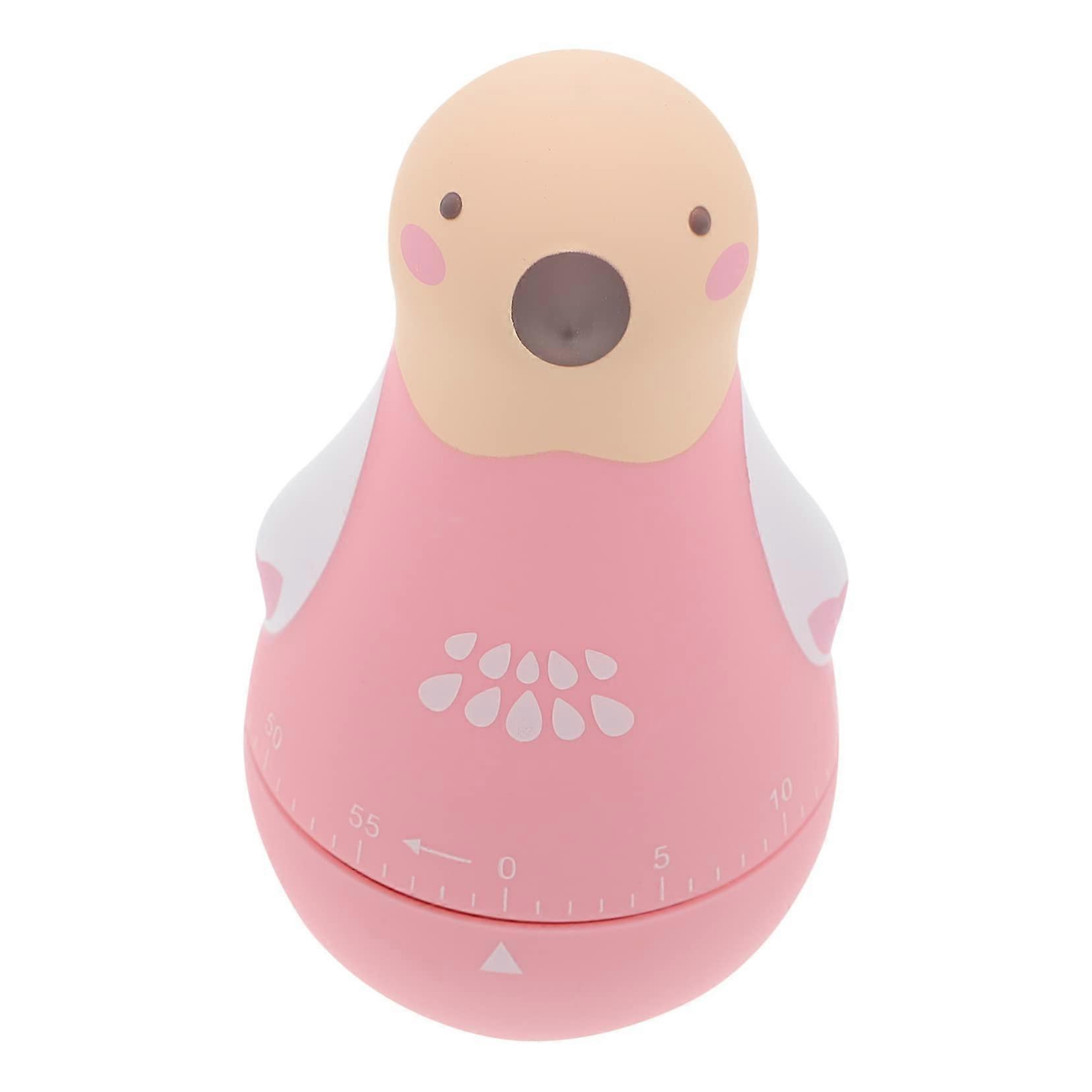 Pink Egg Shape Mechanical Kitchen Timer for Cooking with Easy Mechanical Countdown