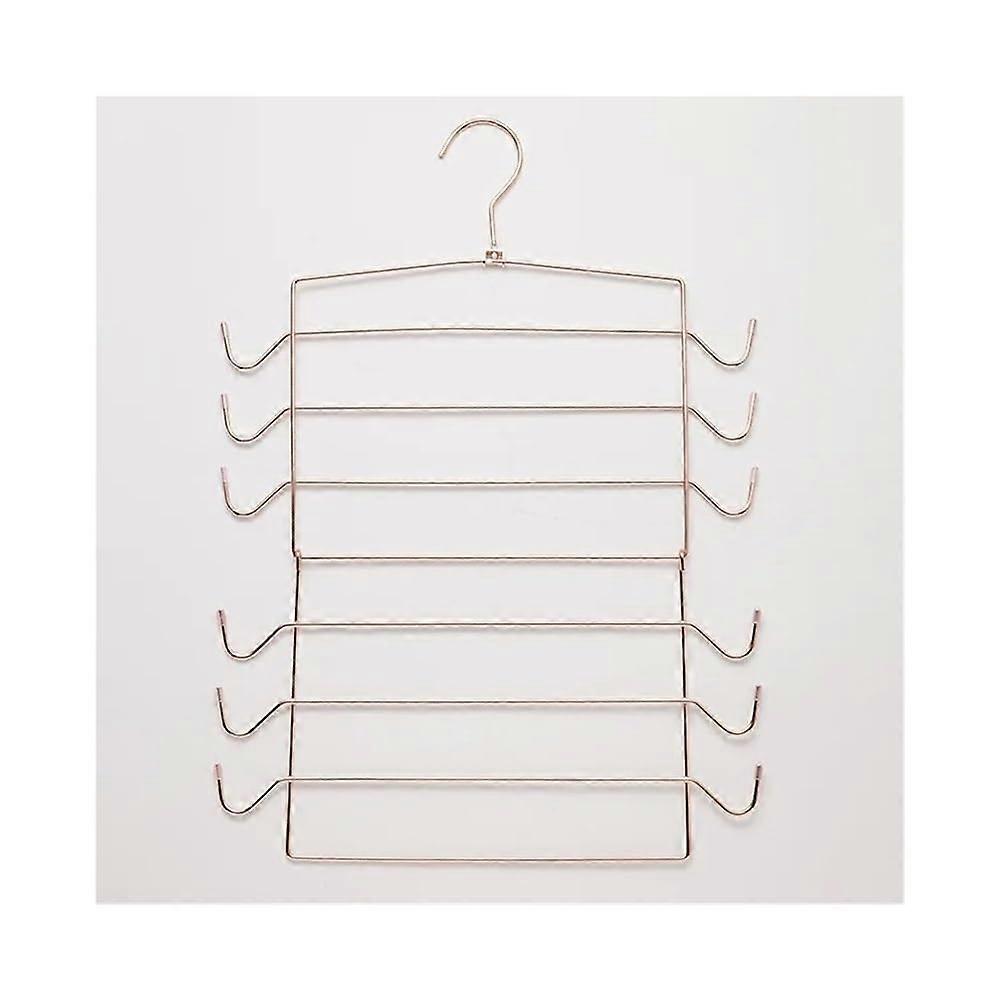 Clothes Drying Rack 6Layer Large Capacity 360° Rotatable Foldable Hanging Storage Organizer Rose Gold