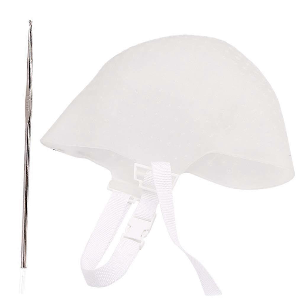 2 Sets Reusable Silicone Hair Highlighting Cap with Hook for Precise Strand Isolation and Coloring