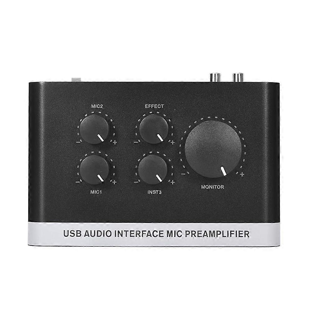 USB Audio Interface MIC Preamplifier Phantom Power, for Recording, Live Streaming, Podcasting Home Studio