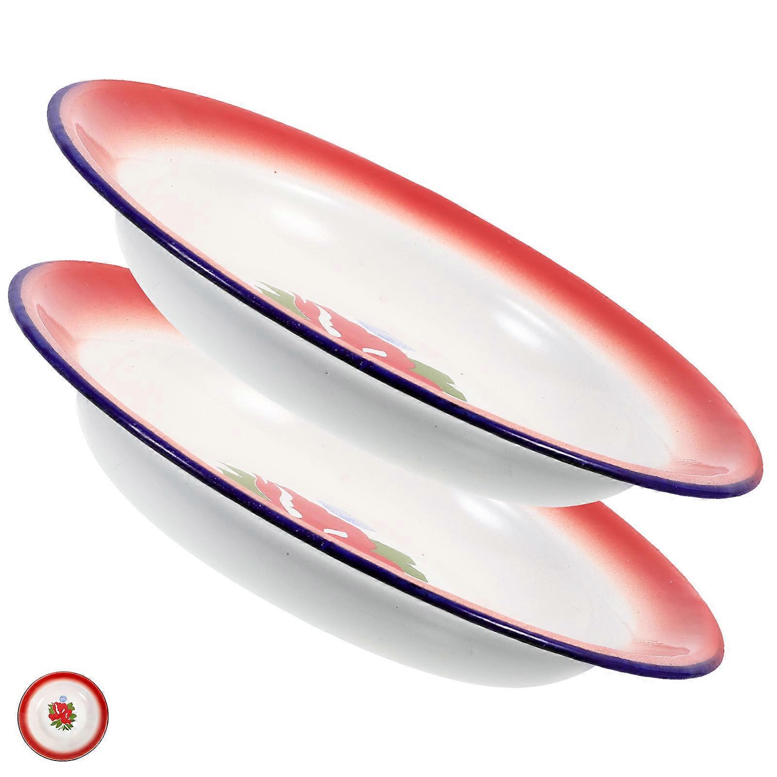 Floral Pattern Plate Antique Storage Container for Household Use 2Pcs