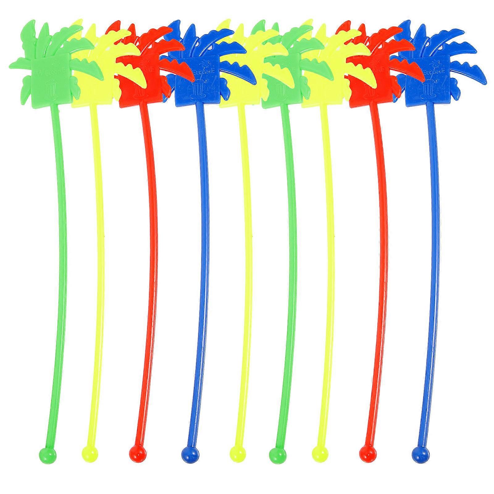 Safe Coconut Tree Shape for Beverages Assorted Color Stirring 30Pcs