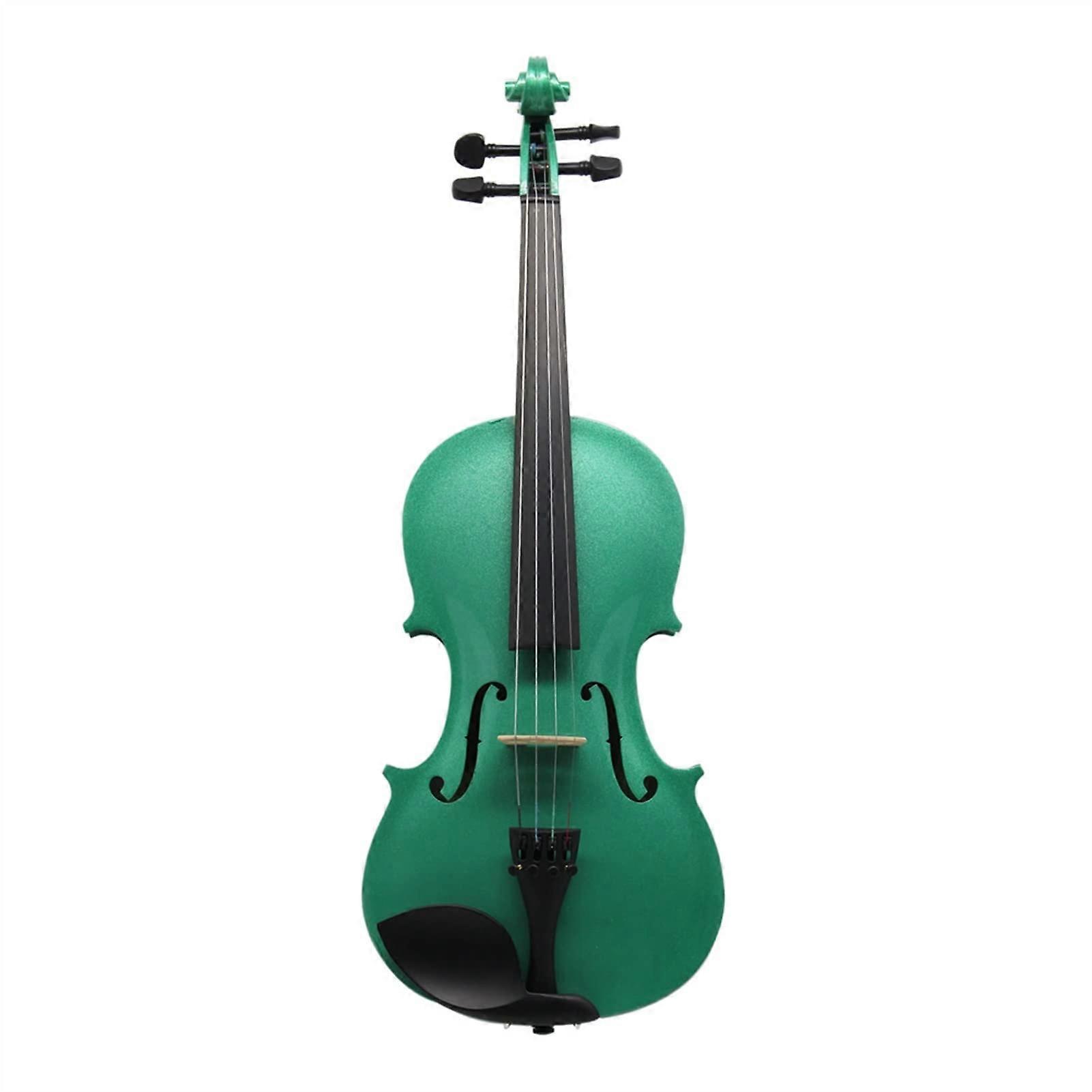 3/4 Green Student Violin Kit Beginner Acoustic Violin Set with Case Bow Strings Complete Starter