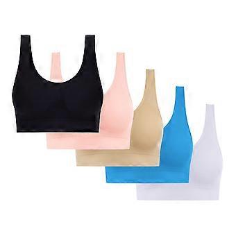 5er-Pack Sport-BHs für Damen, nahtlos, bügellos, Schlaf-BHs, Yoga-BHs mit herausnehmbaren Polstern, Größe S