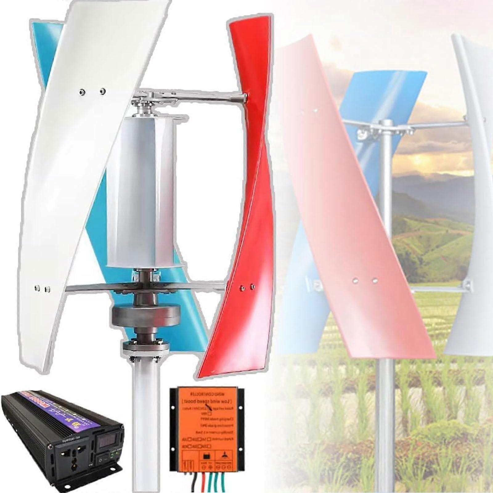 48V Vertical Axis Maglev Wind Turbine Generator with Controller, Quiet 3Blade for Home