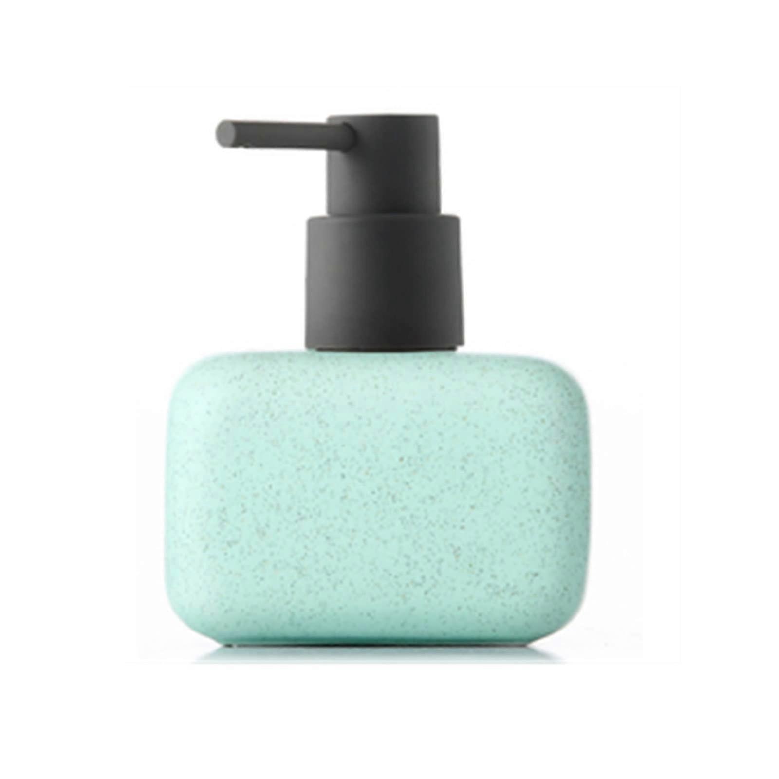 Ceramic Soap Dispenser with Pump, Square Refillable Bathroom Lotion Bottle, Durable Glazed Base