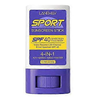 Sport-Sonnenschutzstift LSF 40, wasserfest, 80 Minuten Sonnenschutz für Gesicht und Körper, Breitband-UV-Schutz, Reisegröße 20 g / 0,705 oz