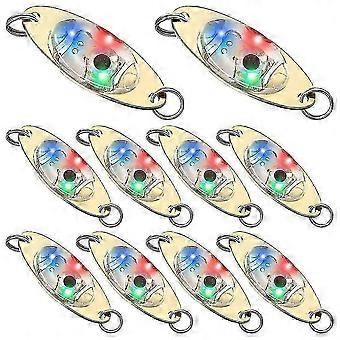 10 Pcs LED Fishing Lures Fishing Spoons Underwater Flasher Bass Halibut Flasher Trolling Deep Drop