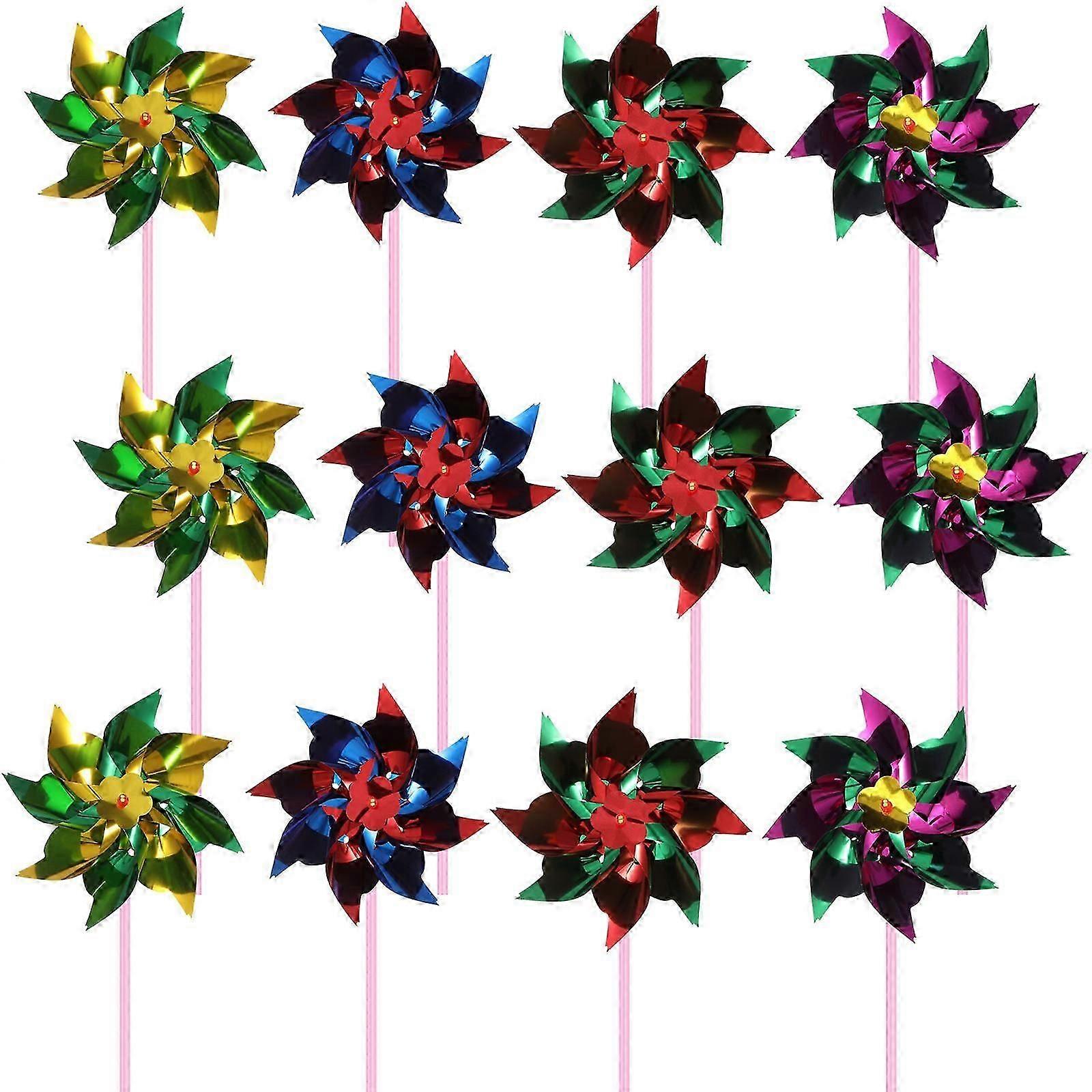 Colorful Windmill Small Toy for Playing Use 12Pcs Plastic Windmill Set