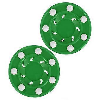Green Plastic Hockey Puck 2Pcs for Training and Sports Use