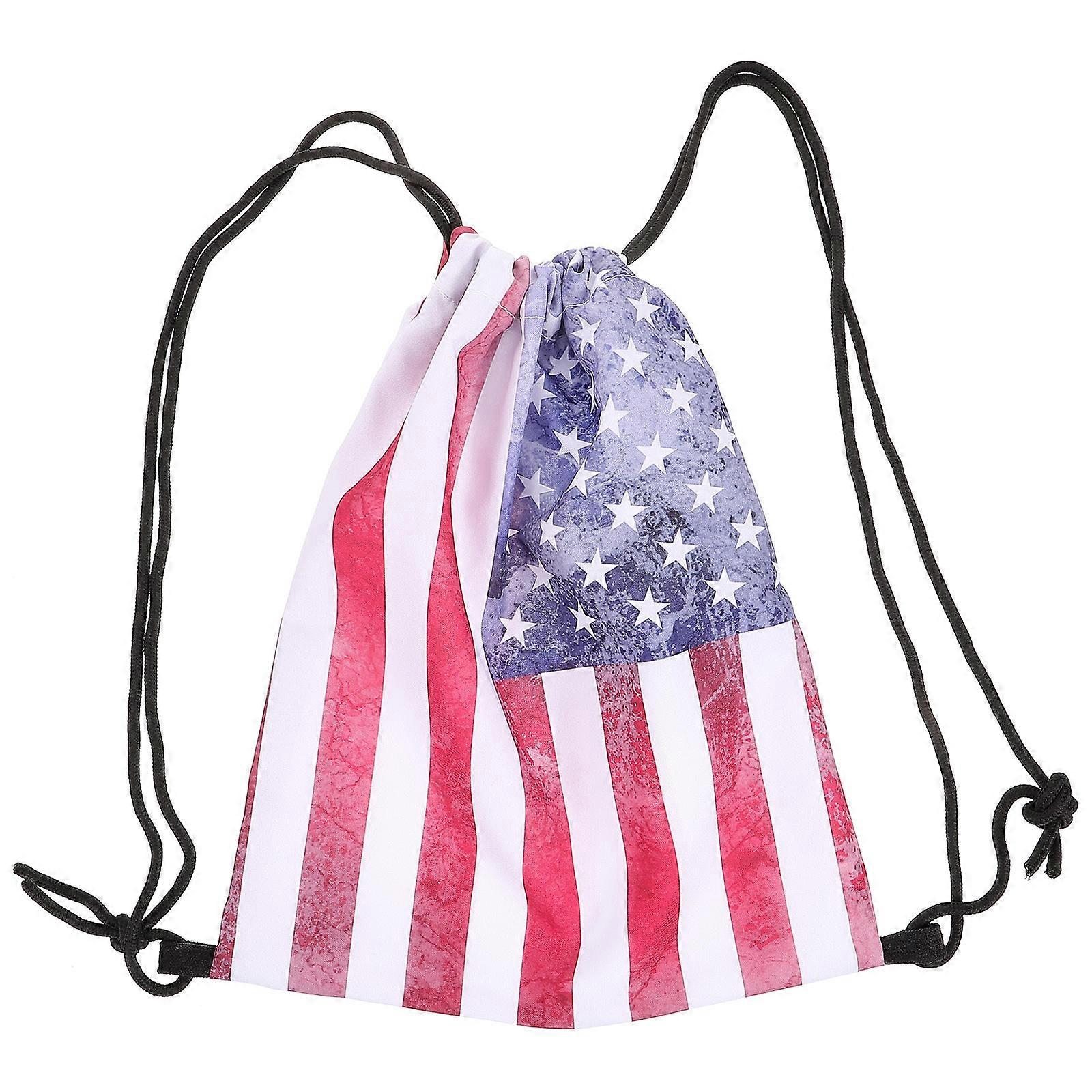Usa Flag Drawstring Bag Storage Backpack for Outdoor Activities