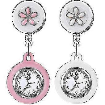 Nurse Watch, Retractable Clip-on Hanging Lapel Watches, Silicone Cover Nurse Fob Watch With Brooch-dsqa