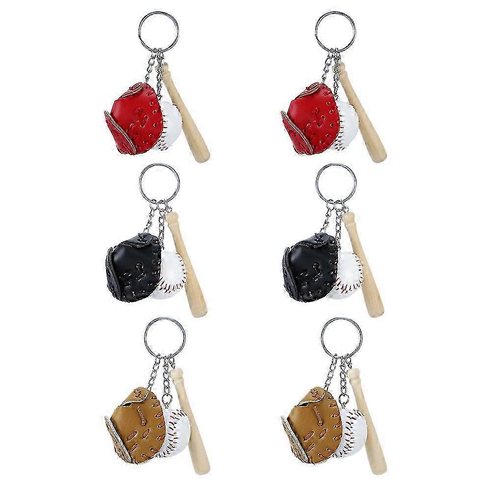 6Pcs Decorative Softball Keychains Delicate Baseball Keychains Exquisite Keychain Pendants