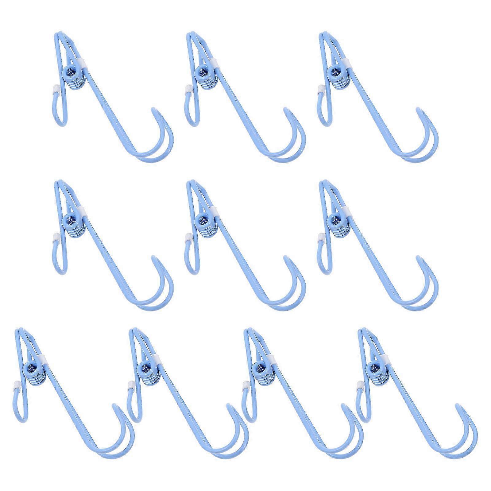 Plastic-Coated Blue Clothes Pin with Hook compatible with Multi-Function 10Pcs Set