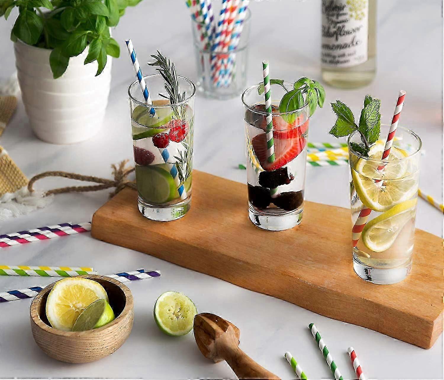 Paper Drinking Straws [200 Pack] 100% Biodegradable - Assorted
