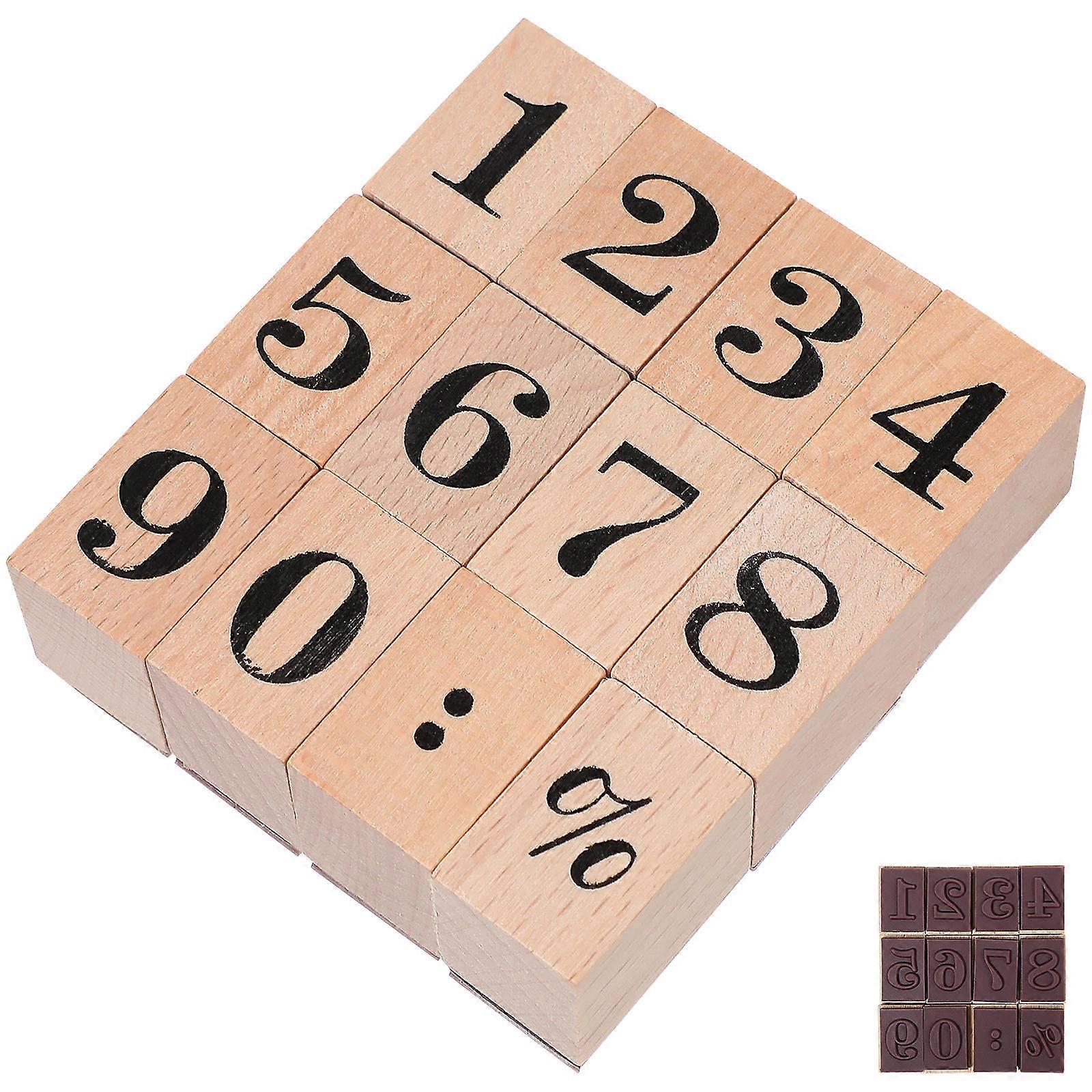 Digital Pattern Wooden Stamp for Making DIY Rubber Stamp 1Set