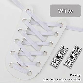 Fashion Elastic No Tie Shoelaces Rhinestone Cross Lock Tieless Shoelace Flat Shoe Laces Suitable for Sneakers and Athletic Shoes