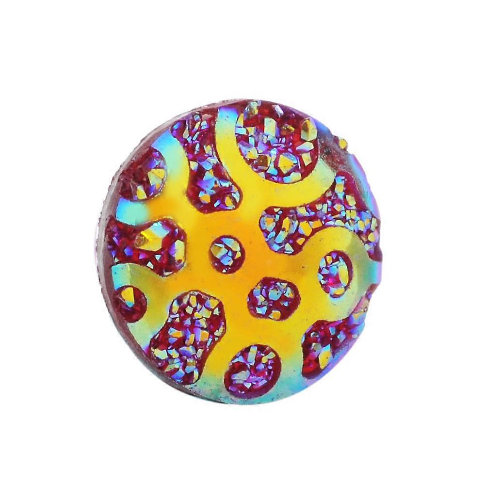 100pcs Druzy Resin Cabochons Flat Round FireBrick 12x3.5mm