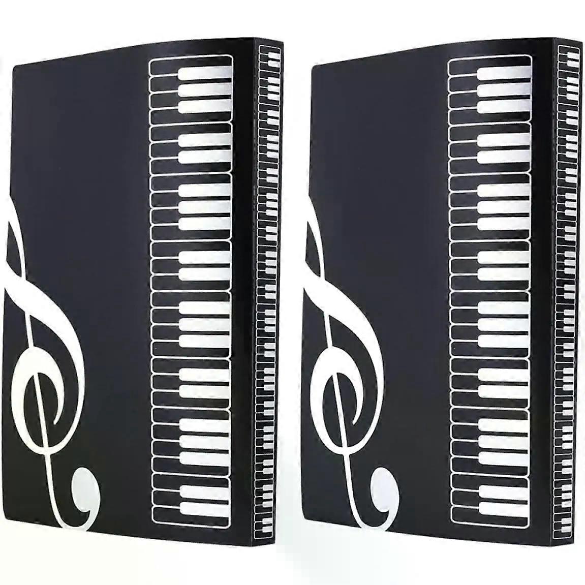 2pcs Black Plastic Music Folder Document with 40 Pages