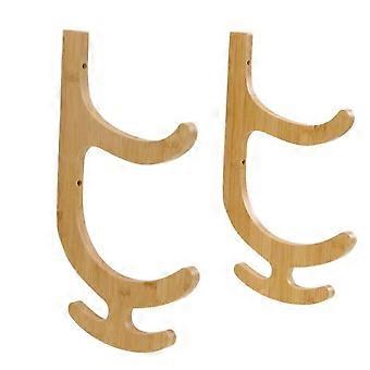 Set di 2 supporti da parete in legno per tappetini da yoga con 4 ganci per riporre i tappetini in modo efficiente e averli sempre a portata di mano.