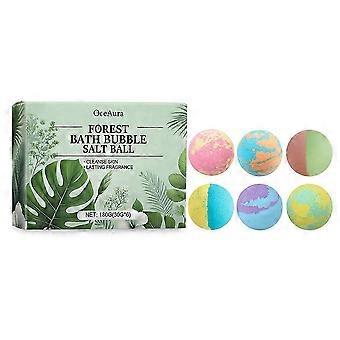 6 Stück handgefertigtes, veganes Badesalz-Set mit sprudelnden Badebomben.