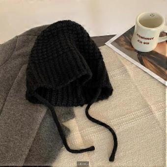Maillard knitted bucket hat women's autumn and winter ins keep warm and show a small face, cold-proof coffee-colored knitted wool hat tide