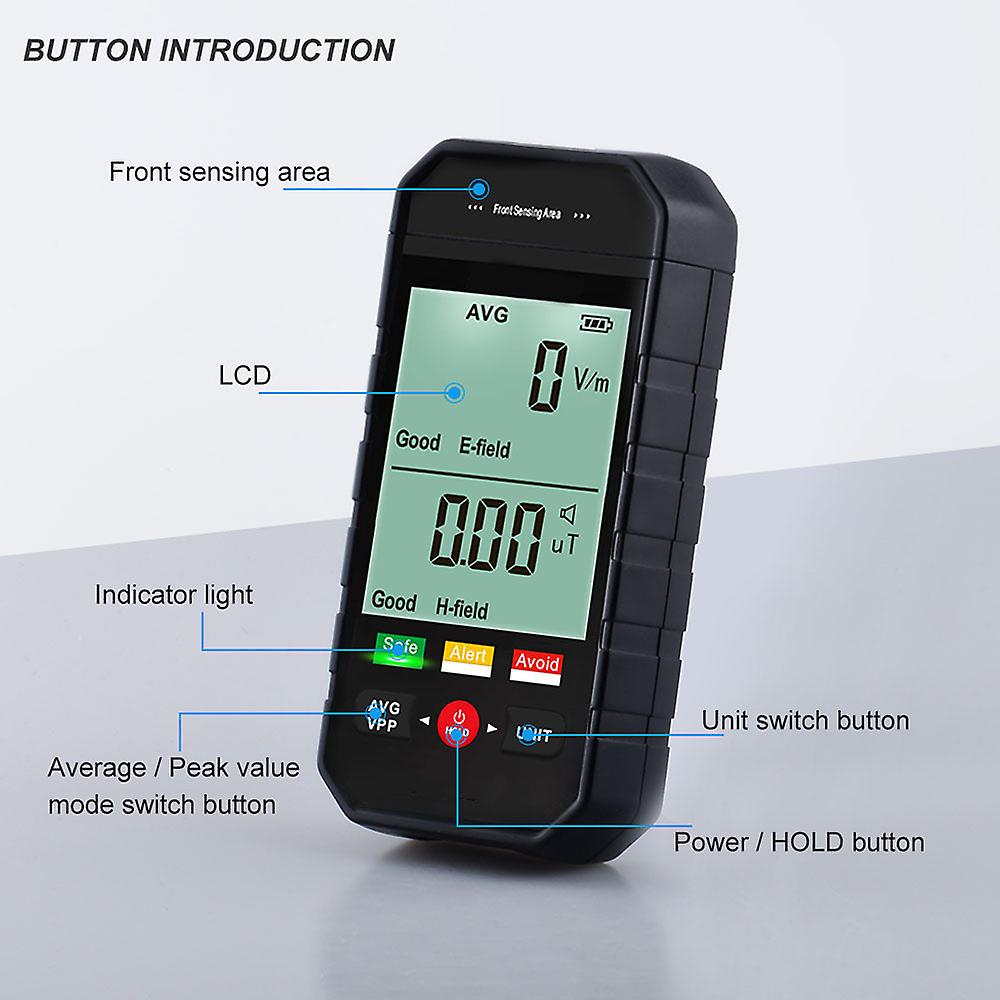 Et925 Electromagnetic Radiation Tester Large Lcd Electric Field Magnetics Field Radiation Test Data Hold Sound Light Alarm