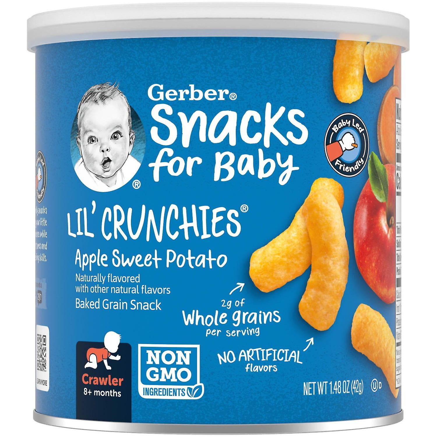 Gerber, Snacks for Baby, Lil' Crunchies, Baked Grain Snack, 8+ Months, Apple Sweet Potato, 1.48 oz (
