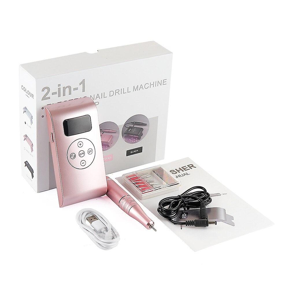 2-In-1 Nail Drill Pen Mini Nail Dryer Portable Power Bank 35000rpm Manicure Nail Polisher Red Light Fast Drying Led Nail Lamp