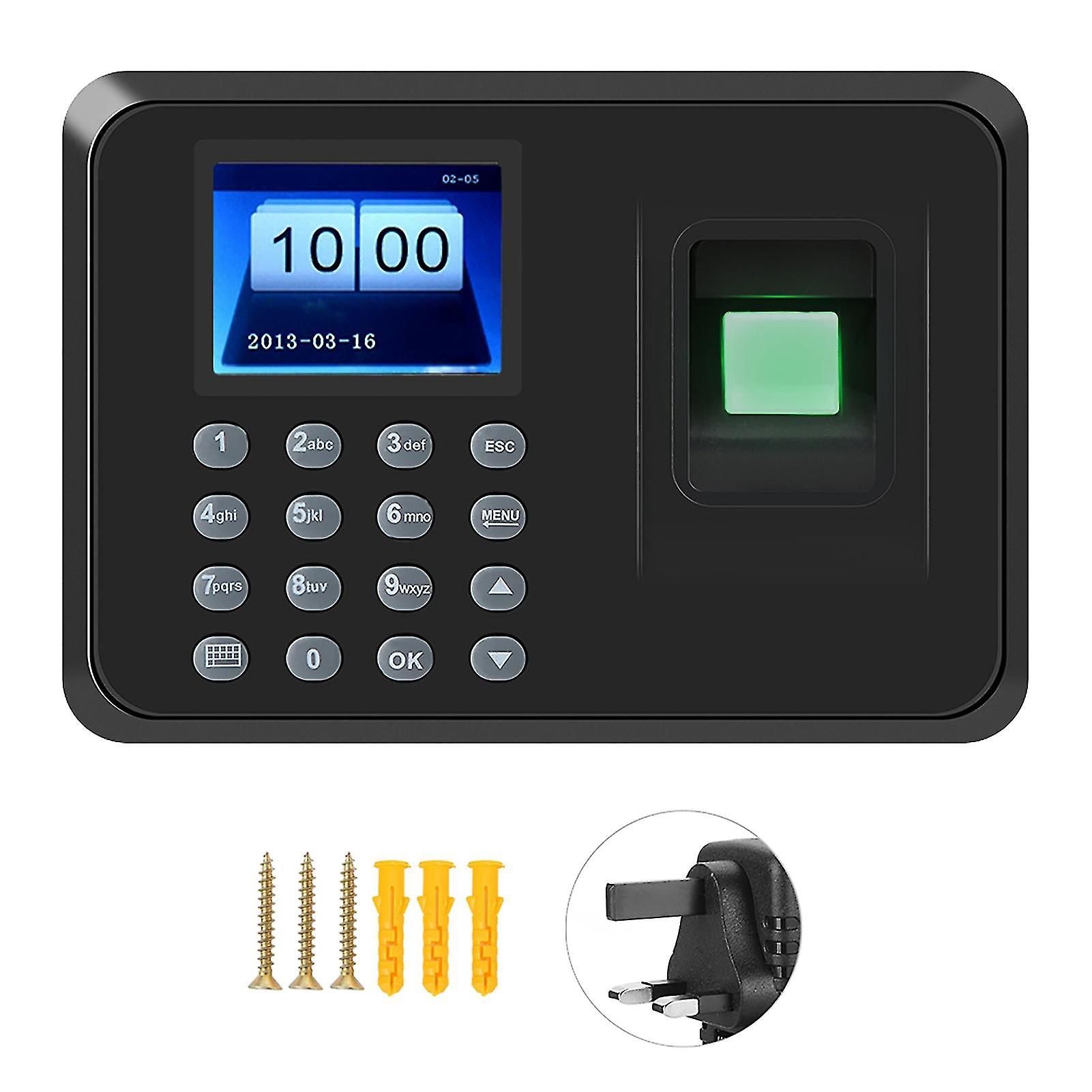 2.4 Inch Lcd Attendance Machine Fingerprint Password Time Clock 100-240v(uk Plug)
