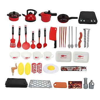 Crianças Simulação Panela Set Role Play Jogo Cozinhar Plástico Imaginativo Fingir Brinquedos de Cozinha Vermelho