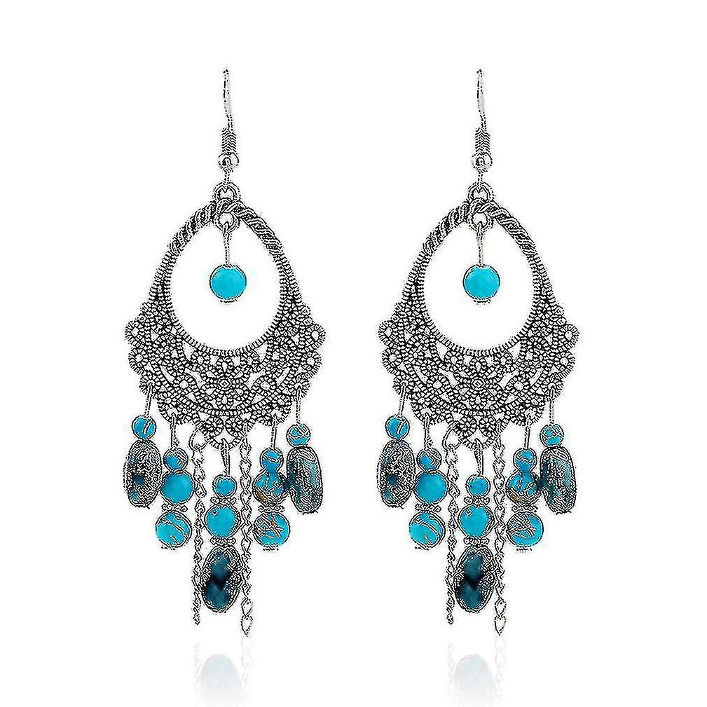 Exaggerate Round Geometric Crystal Drop Earrings