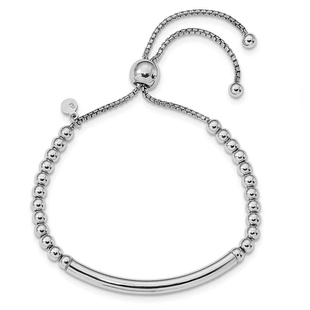925スターリングシルバーポリッシュビーズ調節可能なブレスレットリンクブレスレット女性用ブレスレット - 7.4グラム