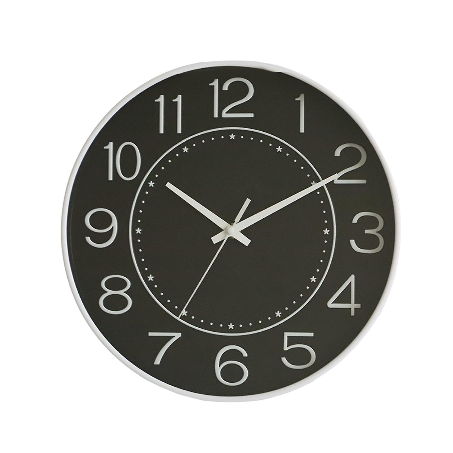 Modern Silent Wall Clock 12 Inch Non-ticking Round Pointer Low Power Quartz Movement Clock for Bedro