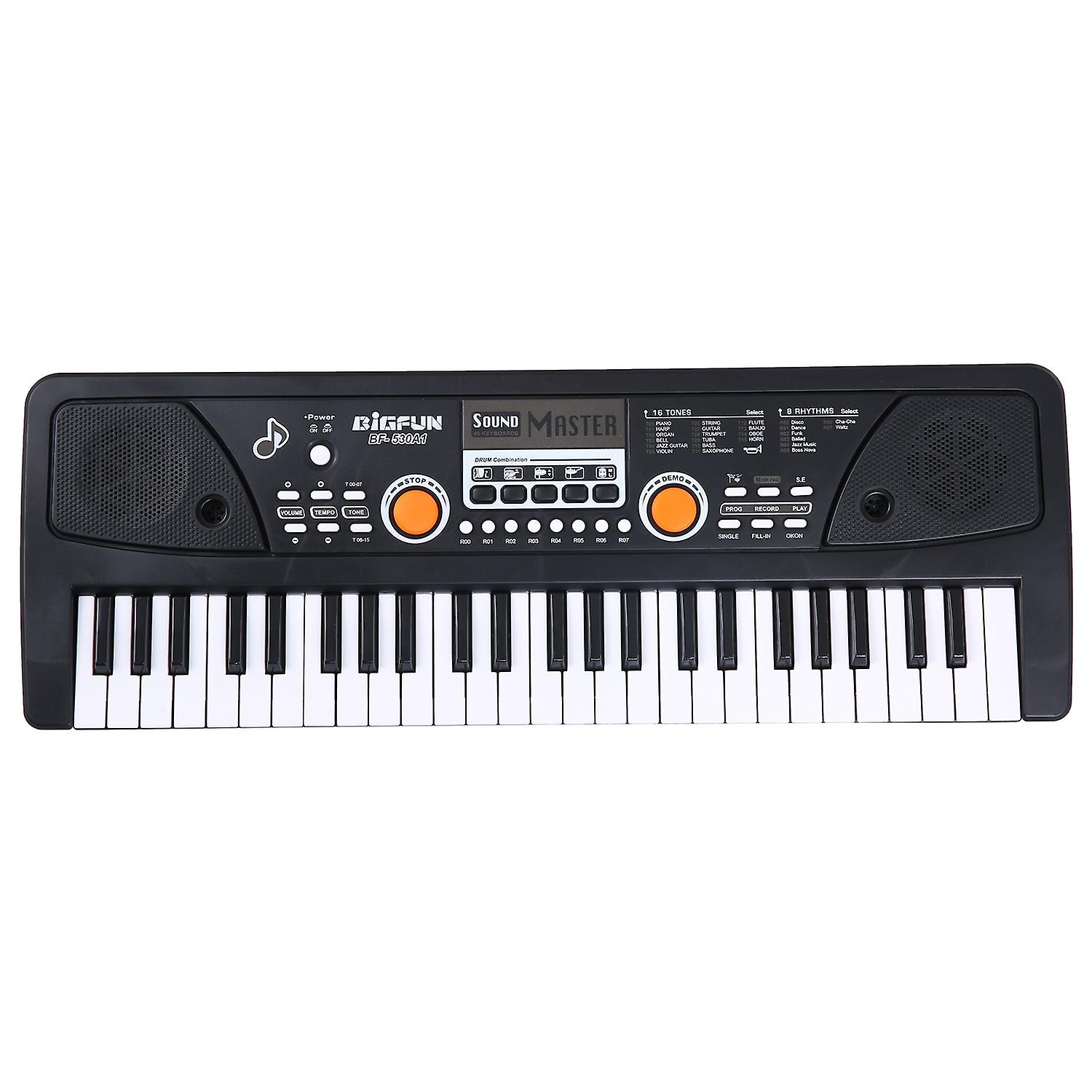 BIGFUN 49 klávesov USB elektronický organ Detský elektrický klavír s mikrofónom Čierna digitálna hudba Electron