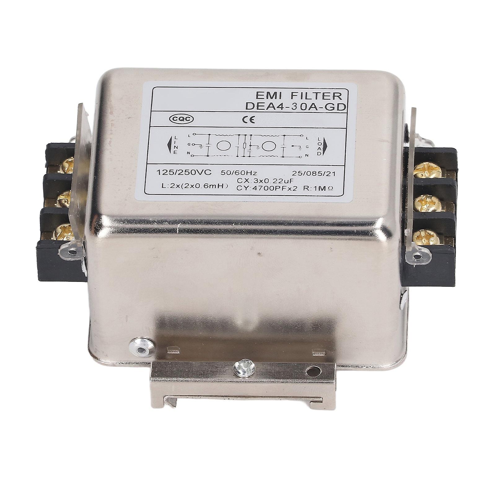 Filtre EMI, anti-interférence, filtrage du signal de bruit, installation sur rail de 35 mm, filtre d'alimentation monophasé 125 V 250 V