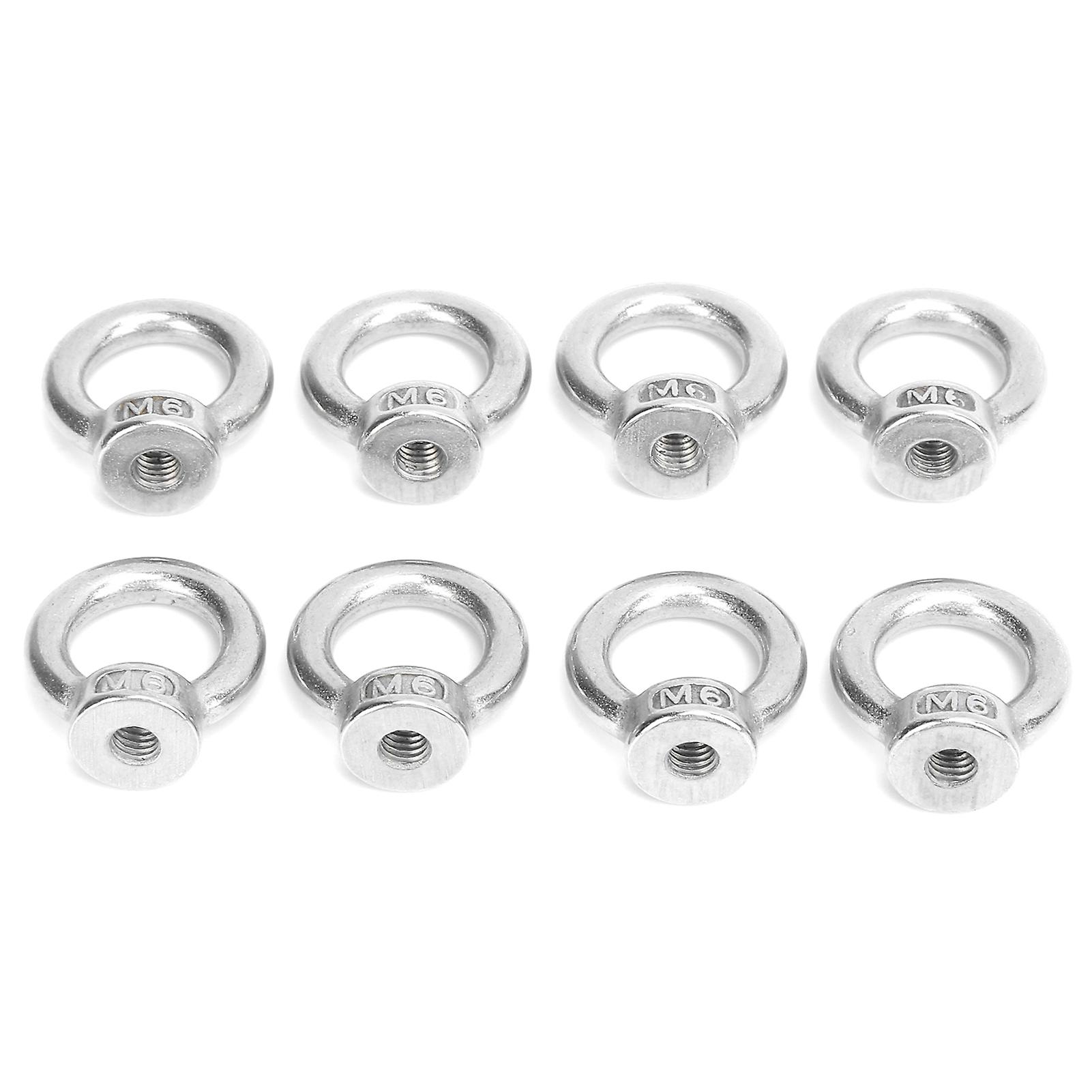 8pcs Loop Nuts Stainless Steel Outdoor Lifting Tools for Ocean Industry Yachts Motor Boats Assault ShipsM6 70kg Load