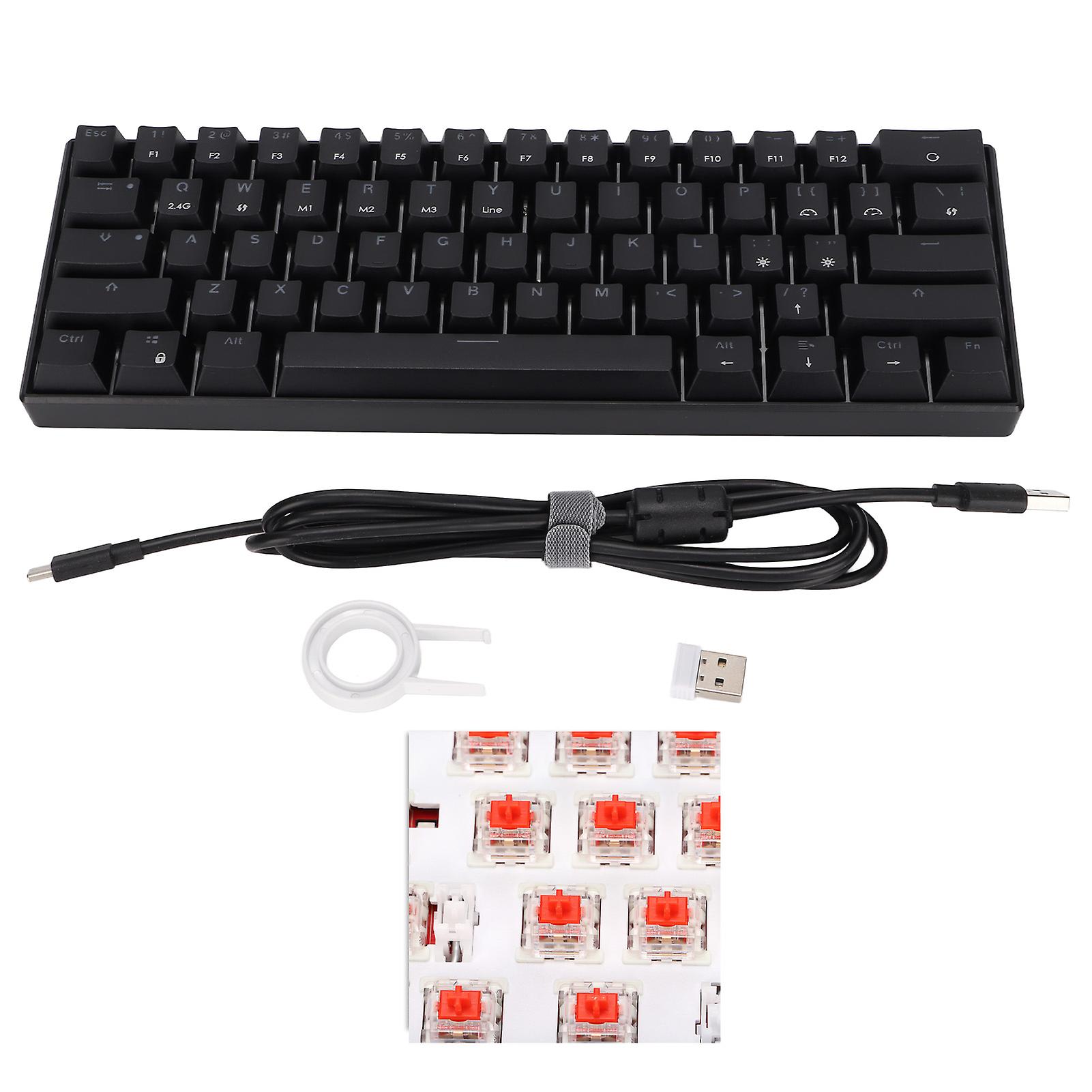 Mechanical Keyboard 61 Keys Wireless Ergonomic Rechargeable Red Axis Gaming Keyboard